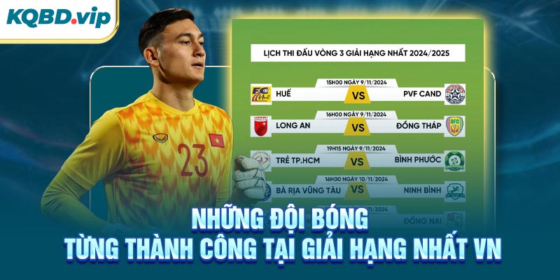 Hạng Nhất VN 38 Những đội bóng từng thành công tại giải hạng nhất VN